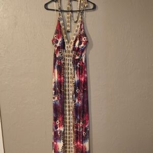 Magic Purple and Cream Maxi Dress